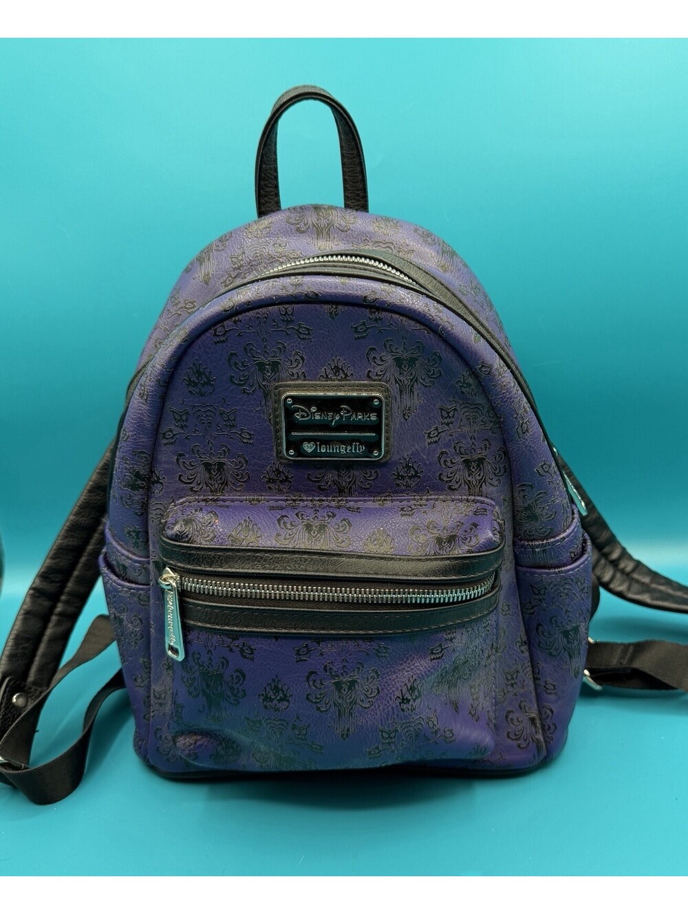 Disney Parks Loungefly Haunted Mansion Wallpaper Purple Mini Backpack GUC